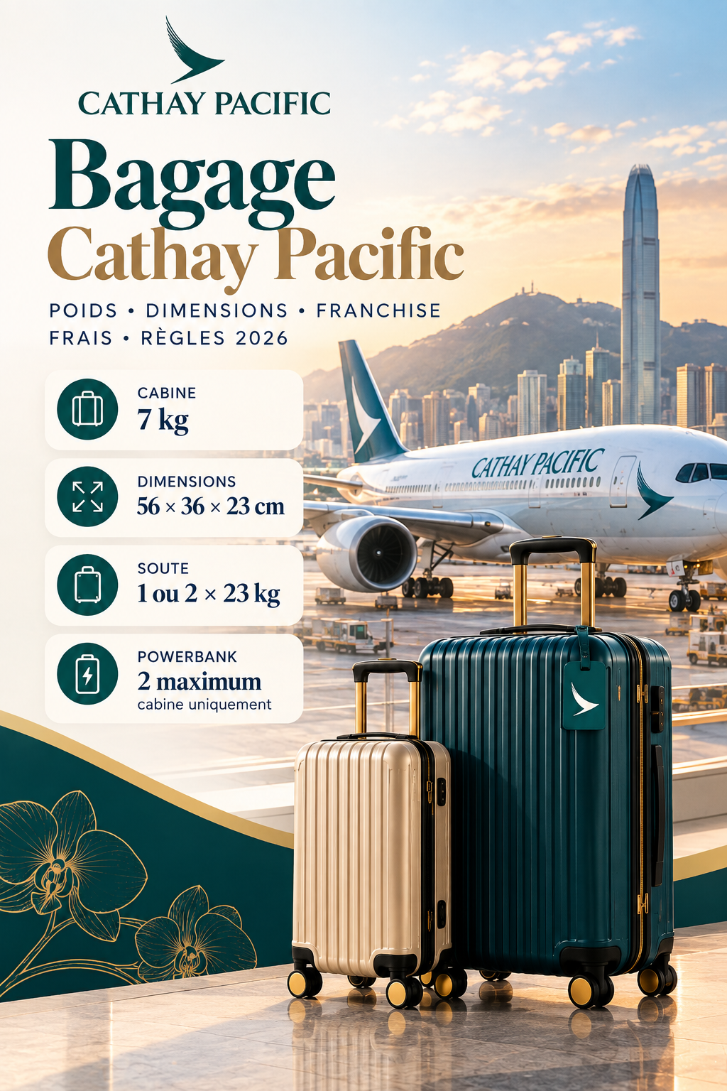 Bagage Cathay Pacific : poids cabine, dimensions et franchise bagage en soute