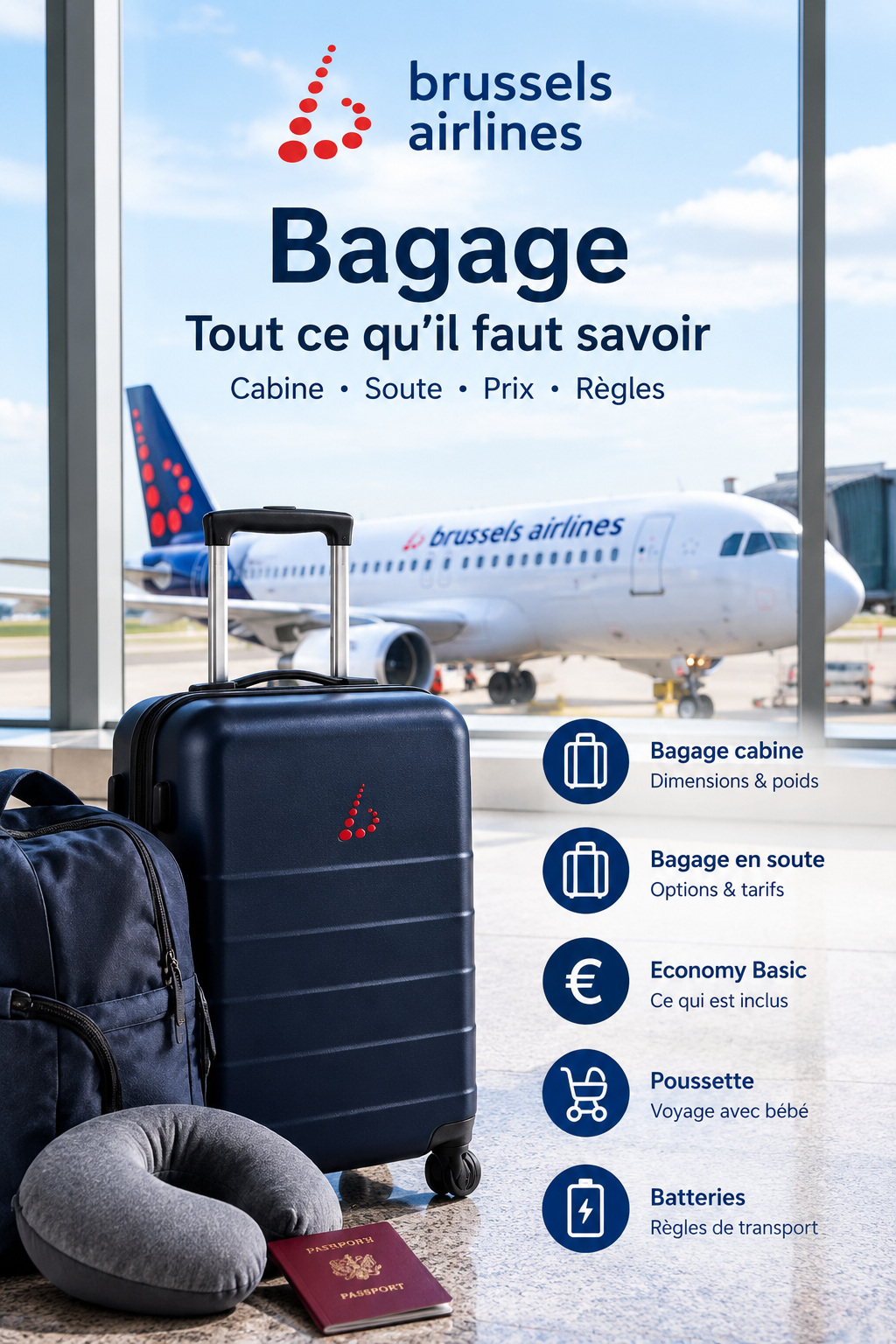 Bagages Brussels Airlines 2026 : dimensions cabine, poids et valise en soute