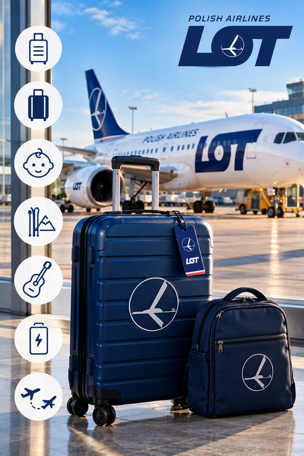 Bagages LOT Polish Airlines 2026 : dimensions cabine 55x40x23, poids 8 kg et bagage en soute
