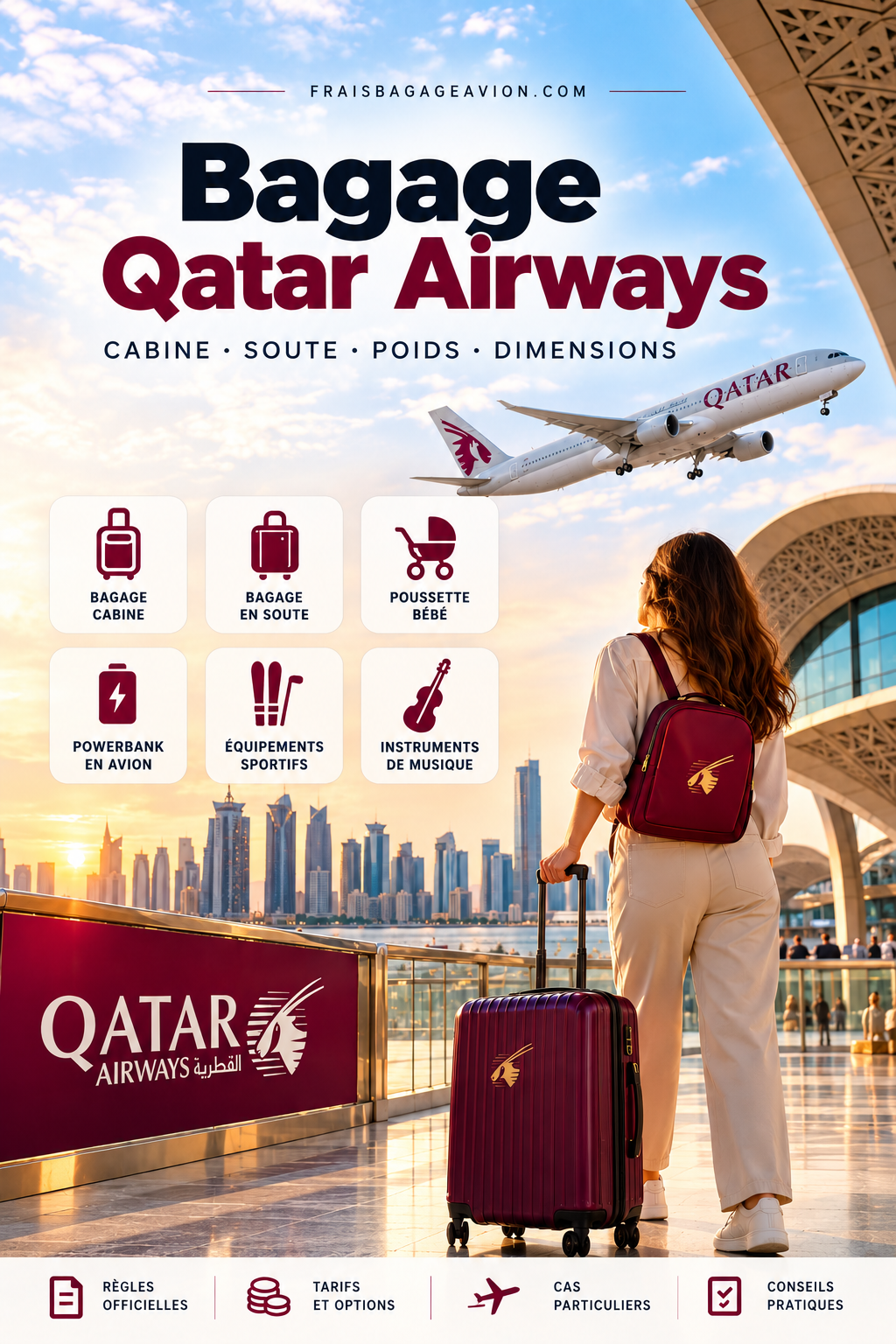 Bagage Qatar Airways : dimensions, poids cabine et franchise bagage en soute
