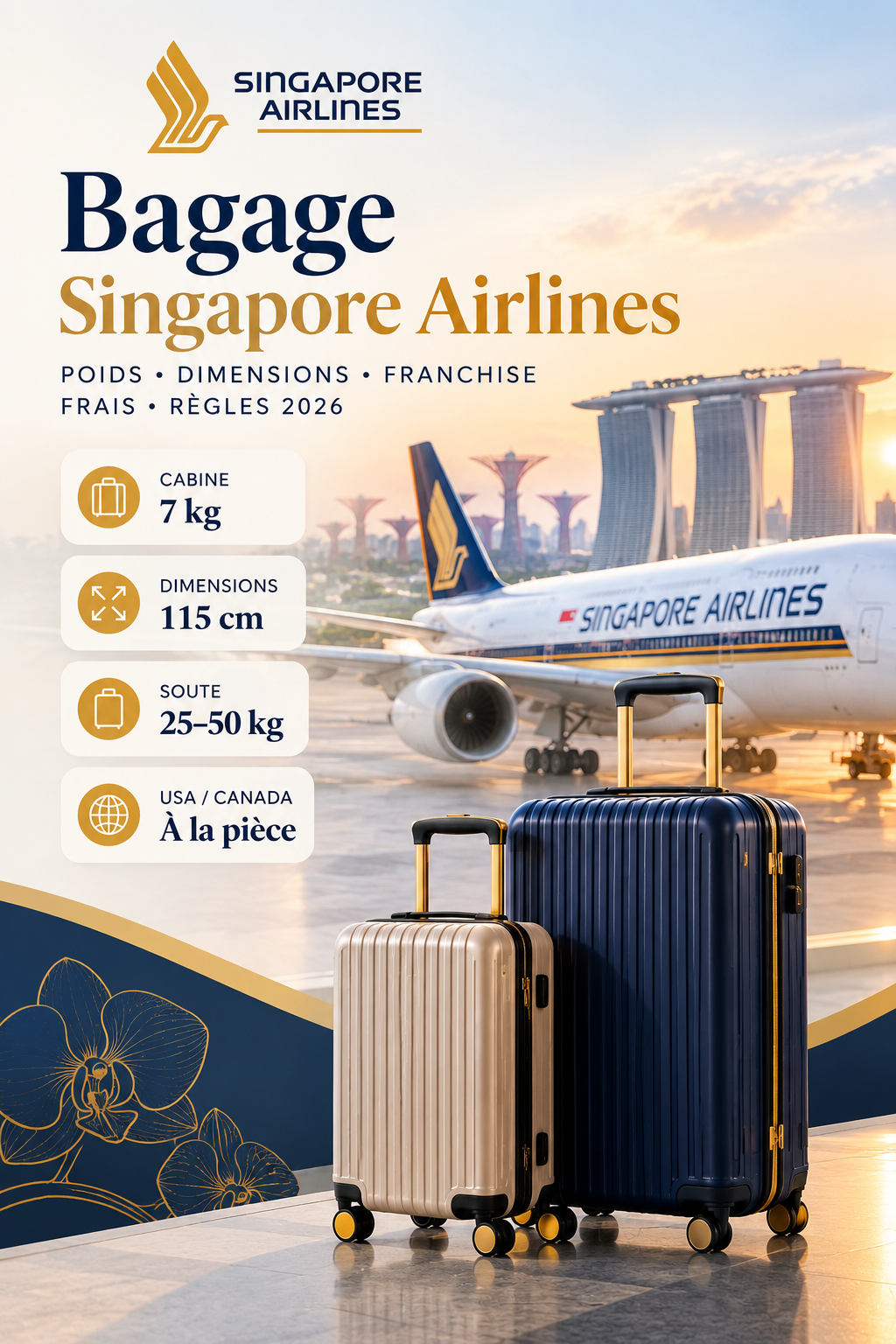 Bagage Singapore Airlines : poids cabine, dimensions et franchise bagage en soute