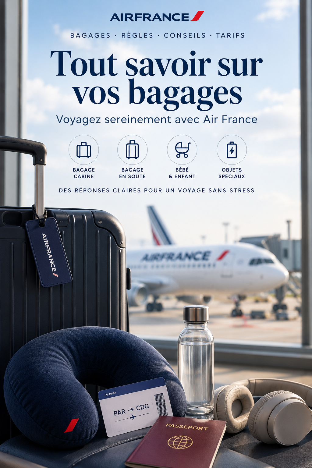 Bagages Air France cabine et soute : dimensions, poids et règles 2026