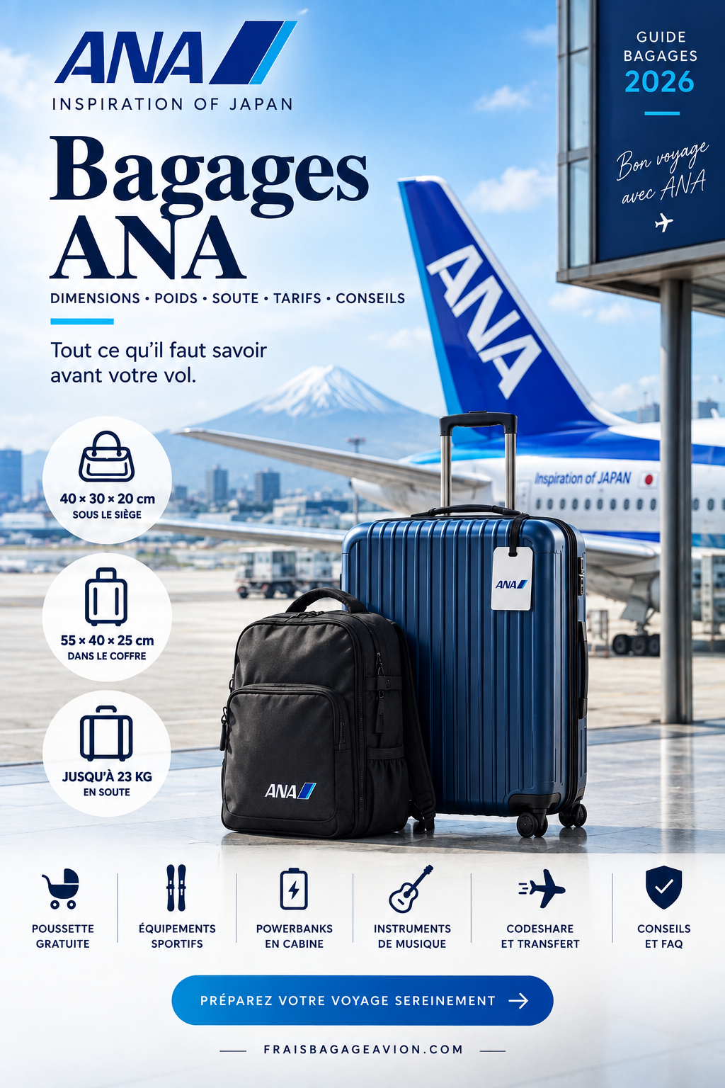 Bagages ANA cabine et soute règles 2026