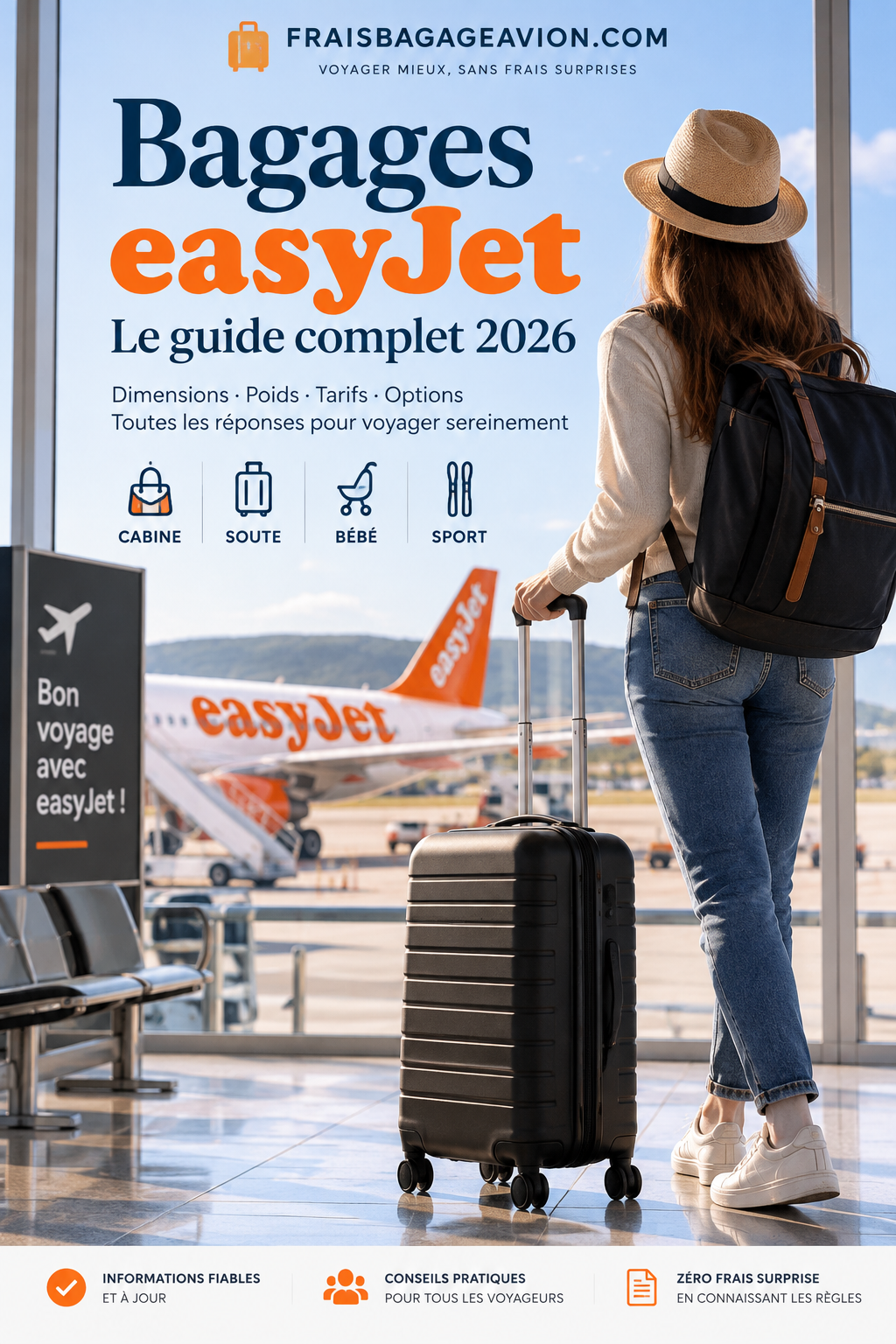 Bagages easyJet 2026 : dimensions cabine, poids et valise en soute