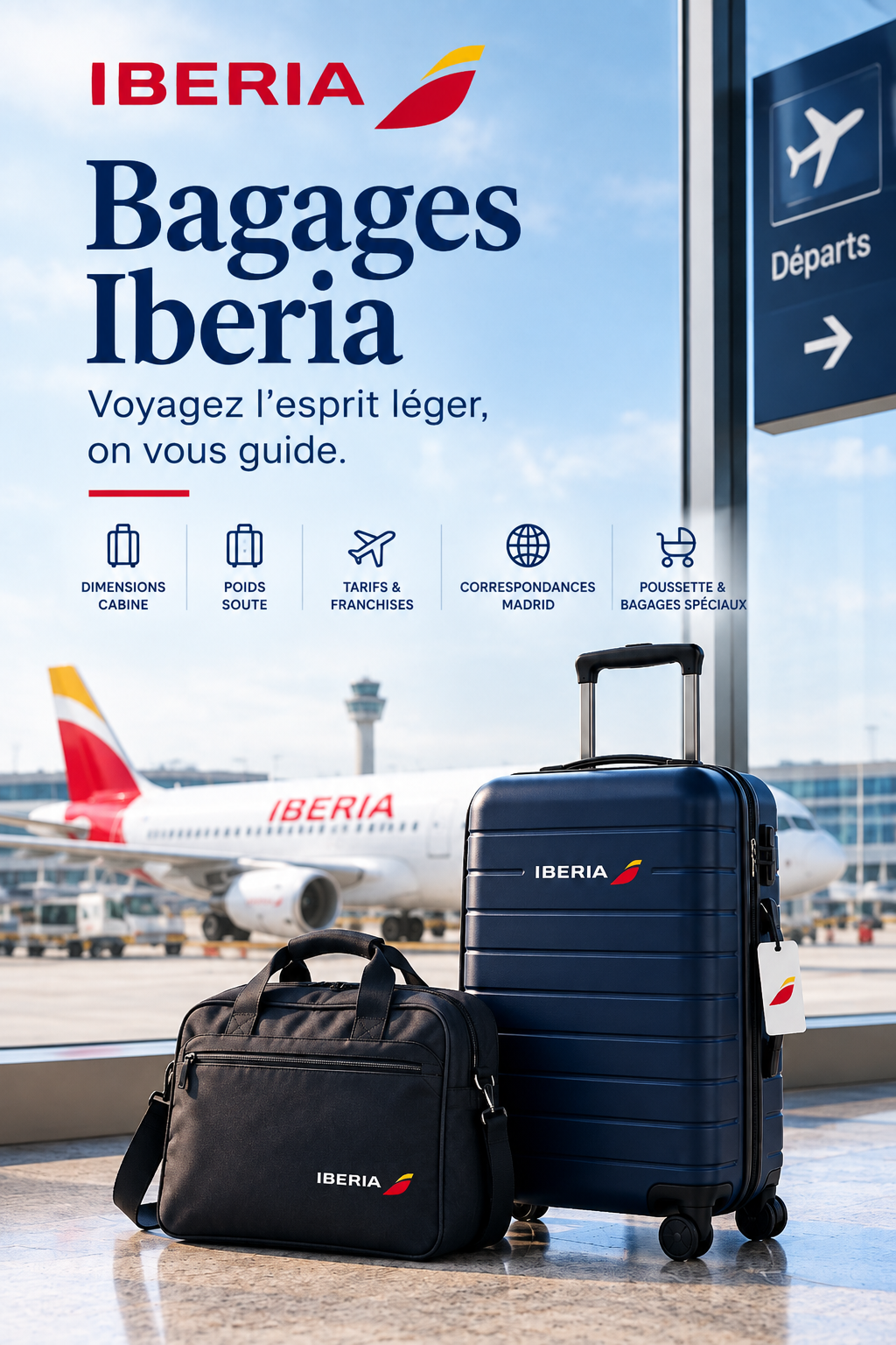 Bagages Iberia cabine et soute : dimensions, poids et règles 2026