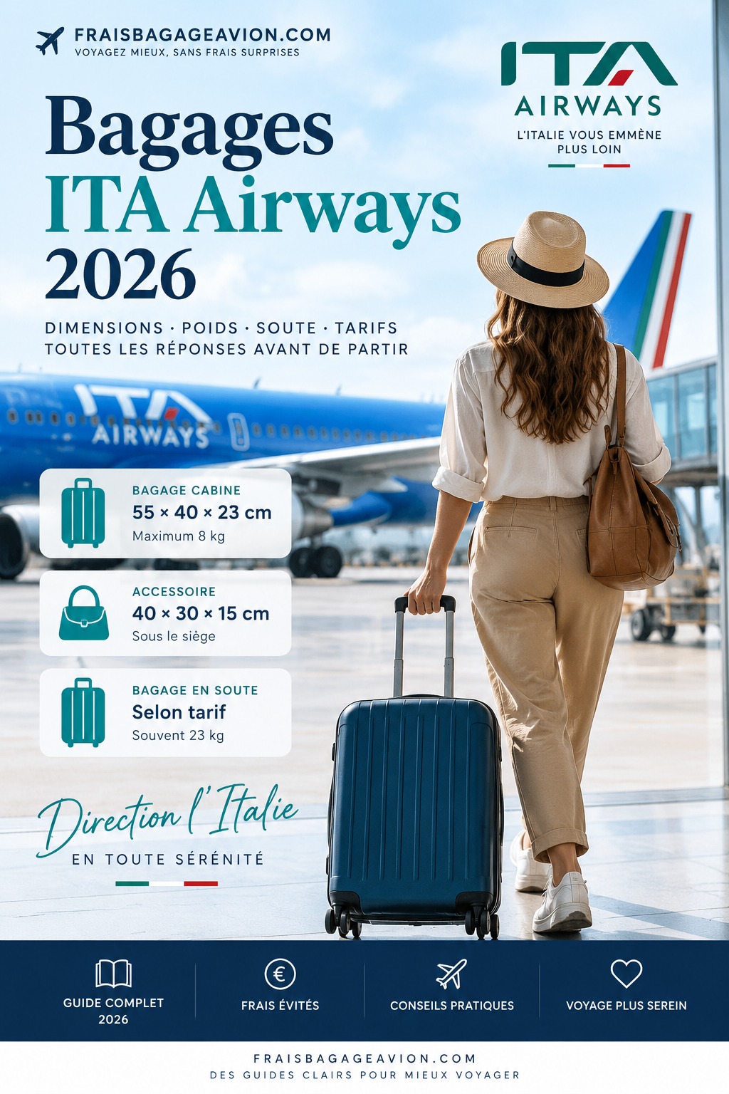 Bagages ITA Airways 2026 : dimensions cabine, poids et bagage en soute