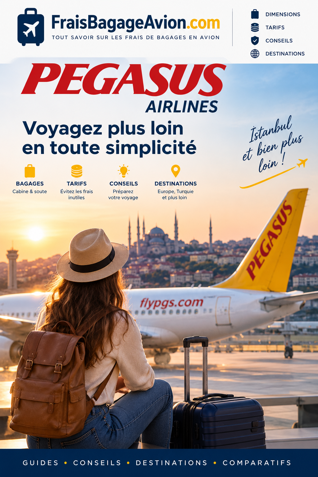 Bagages Pegasus Airlines 2026 : dimensions cabine, poids et valise en soute