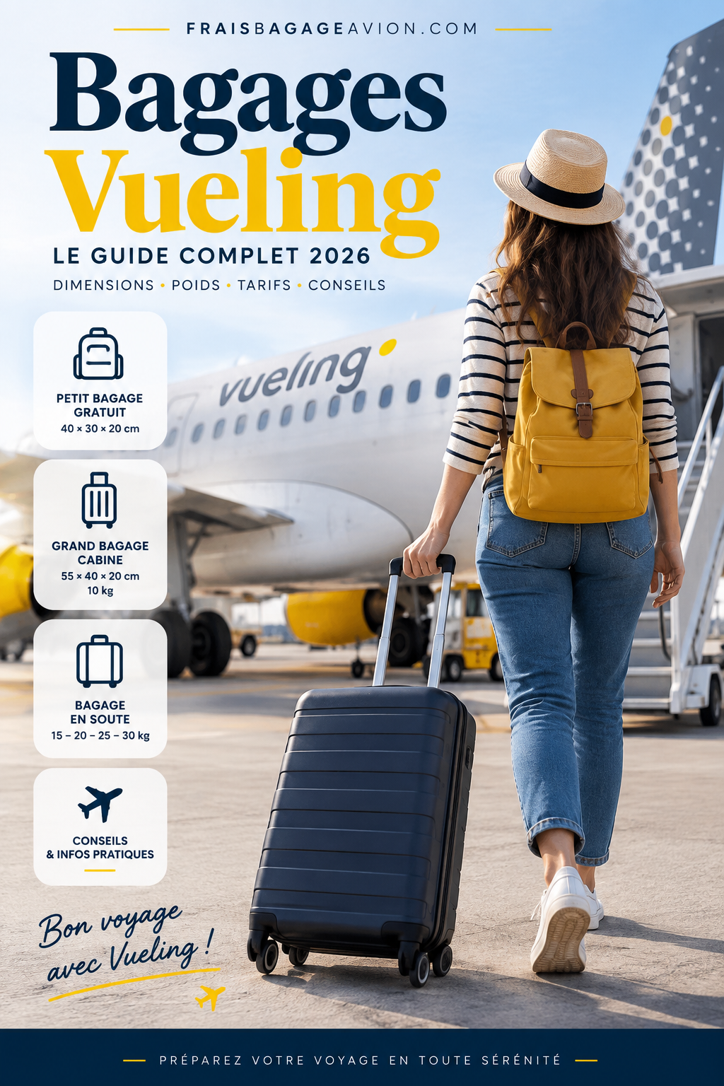 Bagages Vueling 2026 : dimensions cabine, poids et valise en soute
