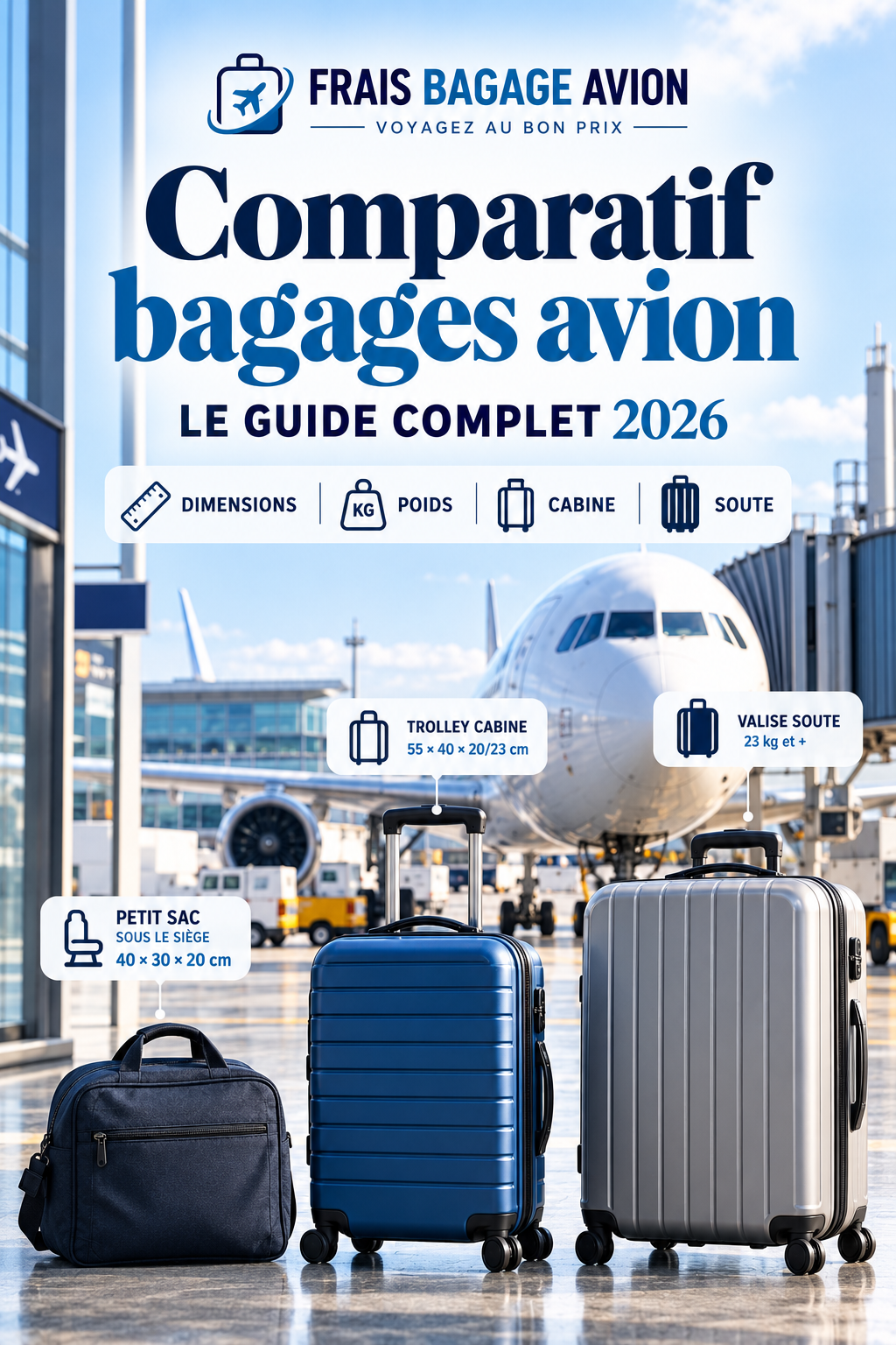 Comparatif bagages avion 2026 entre compagnies aériennes : dimensions cabine, poids et bagage en soute