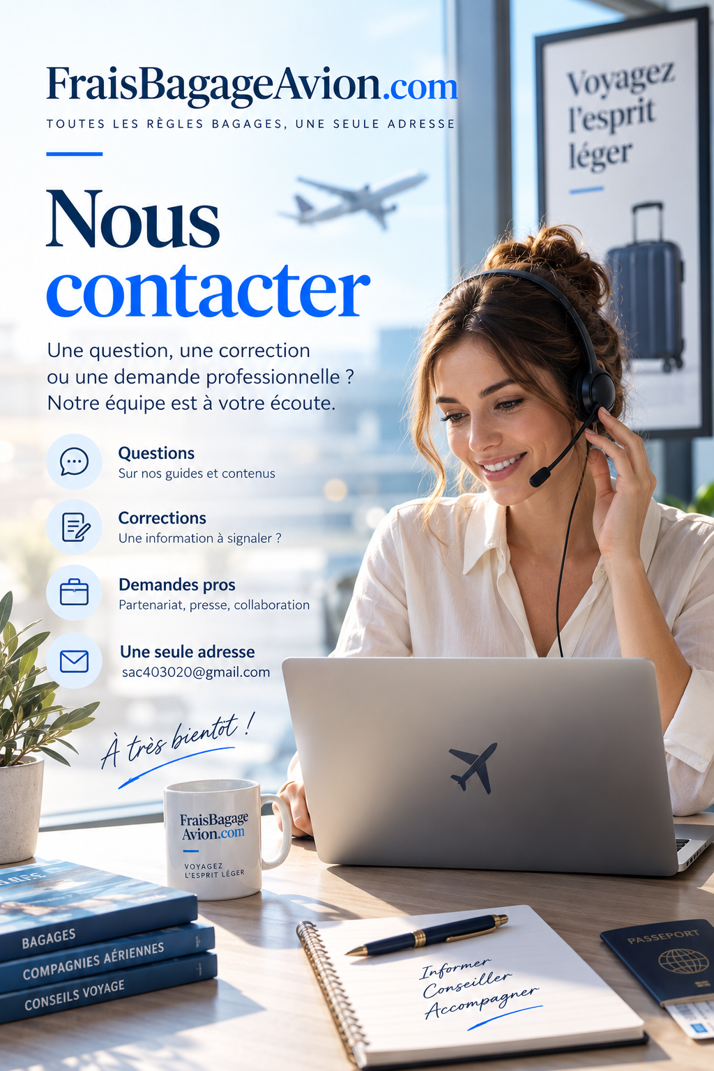 Contacter FraisBagageAvion.com pour une question sur les règles et frais de bagages en avion