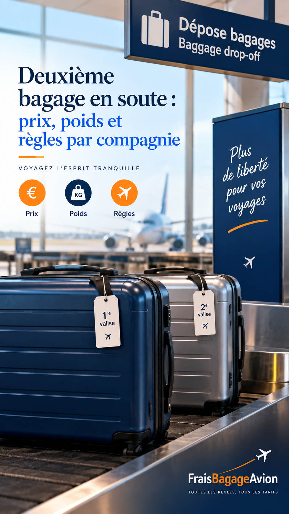 Deuxième bagage en soute : prix, poids et règles pour ajouter une seconde valise en avion