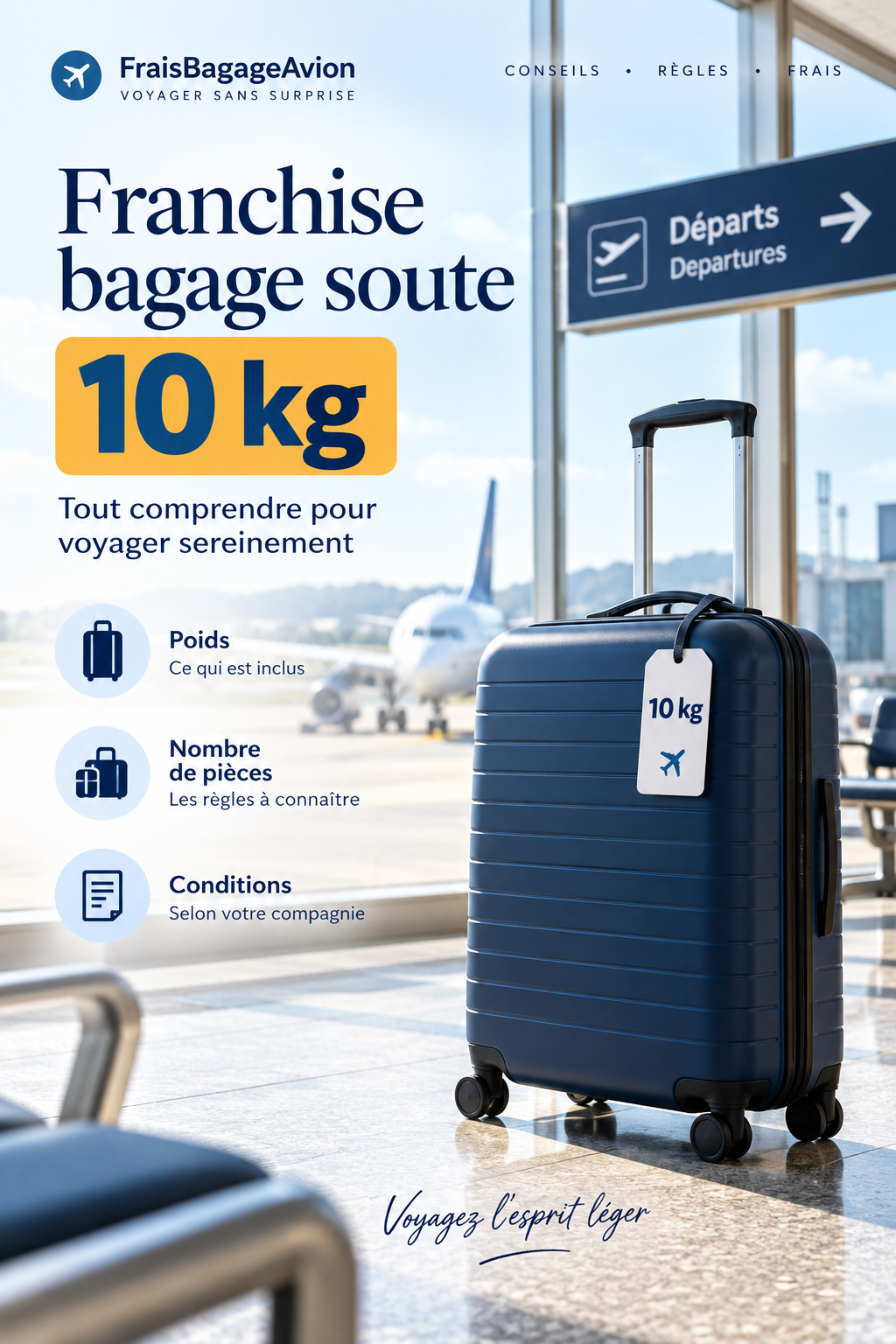 Franchise bagage soute 10 kg : poids autorisé et règles des compagnies aériennes