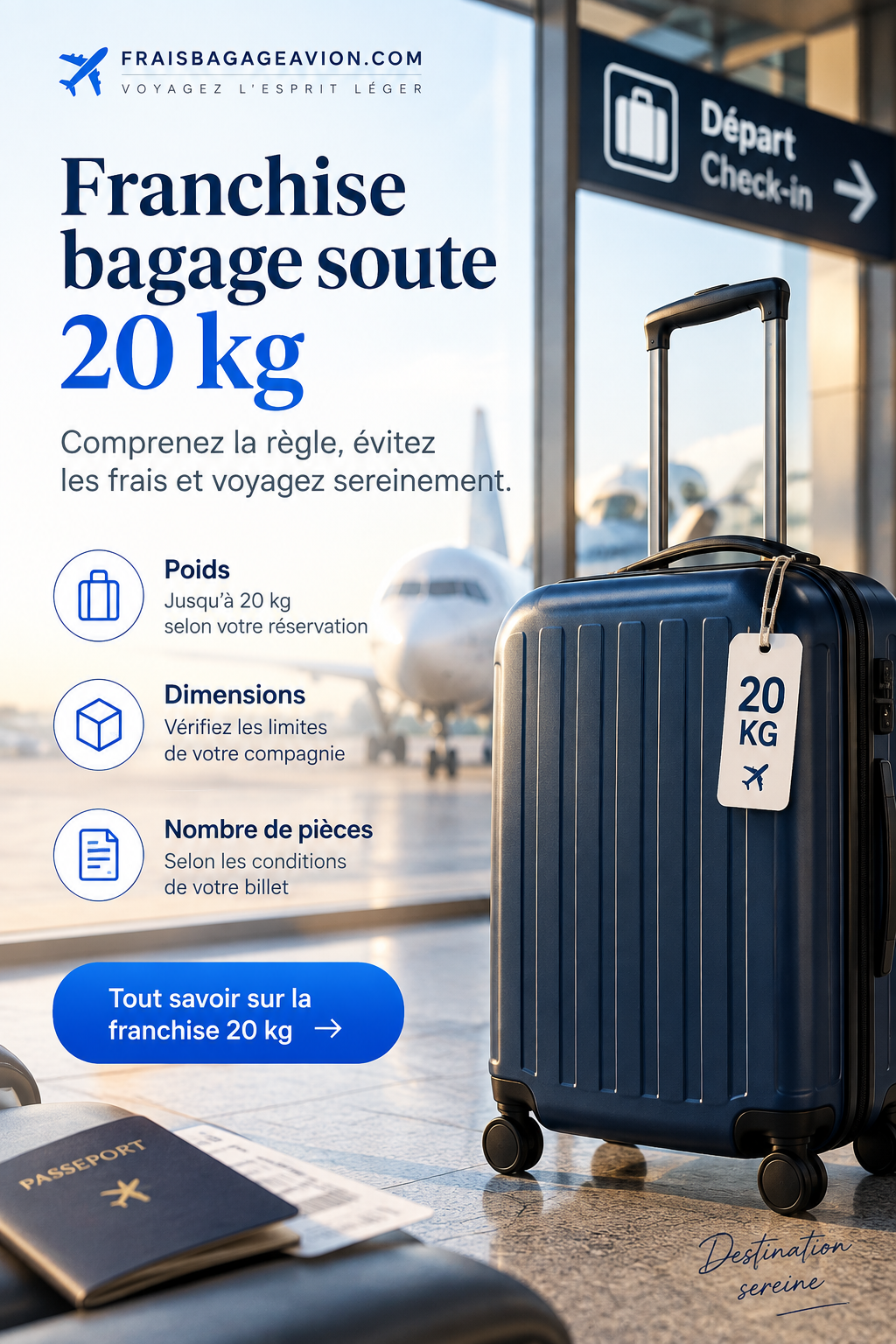 Franchise bagage soute 20 kg : règles, poids autorisé et limites des compagnies aériennes