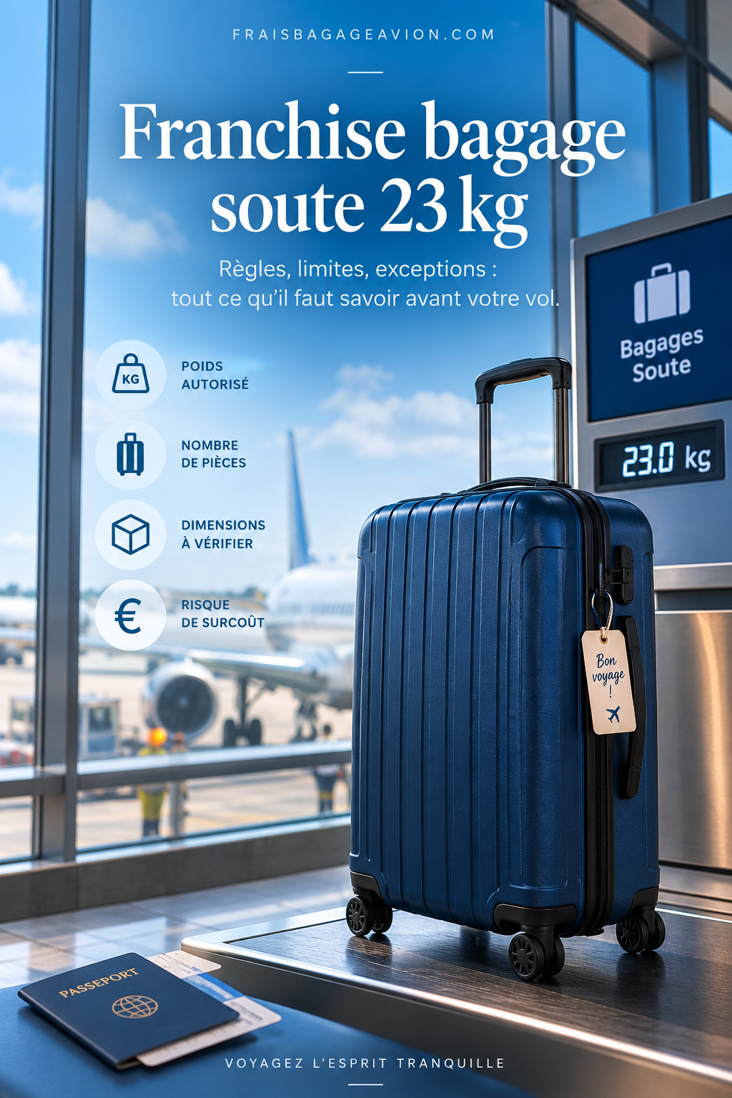 Franchise bagage soute 23 kg : poids autorisé et règles des compagnies aériennes