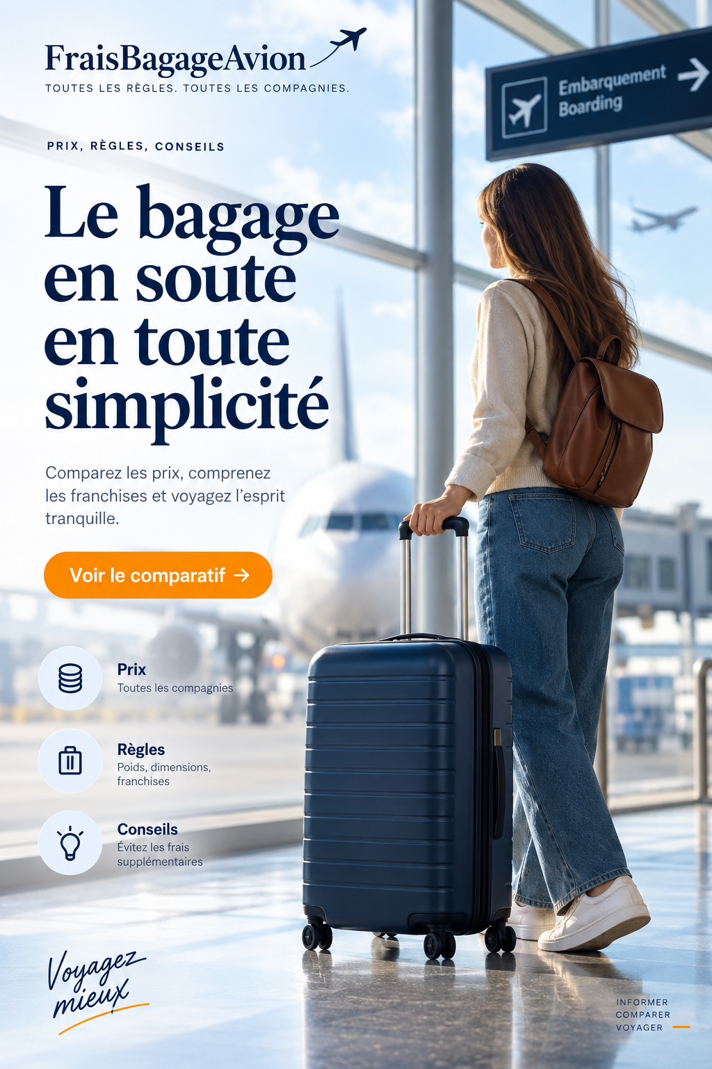 Prix bagage en soute par compagnie aérienne selon le poids et la franchise