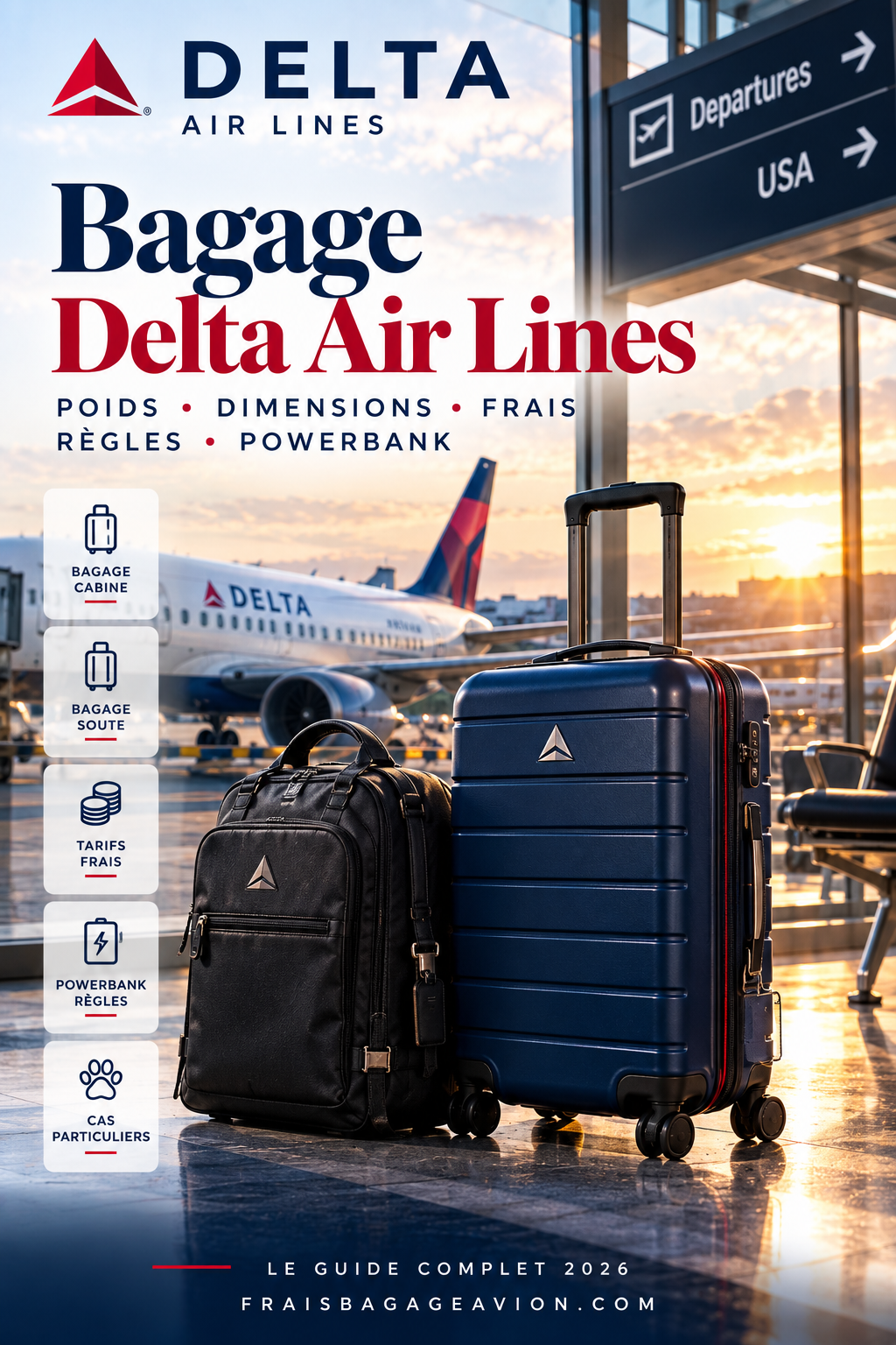 Bagage Delta Air Lines : poids, dimensions, prix et règles 2026