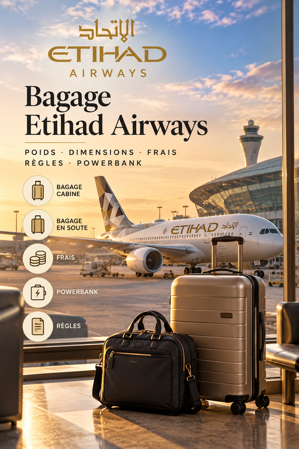 Bagage Etihad Airways : poids cabine, dimensions et franchise bagage en soute