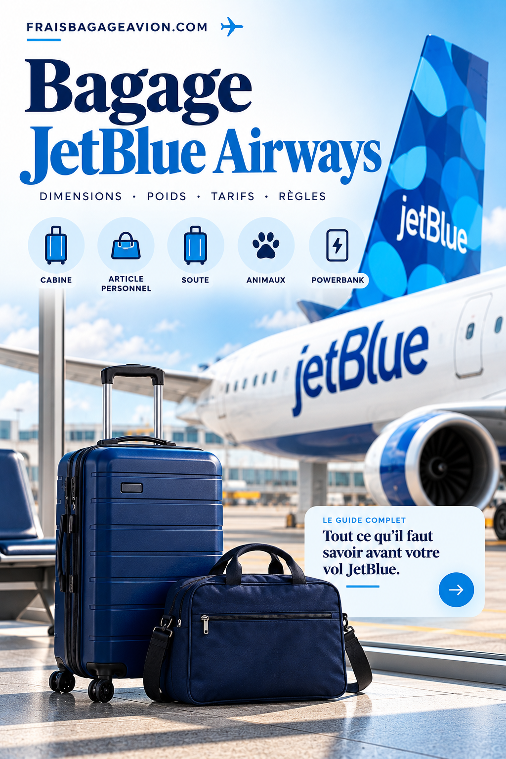 Bagage JetBlue Airways : poids, dimensions, prix et règles 2026
