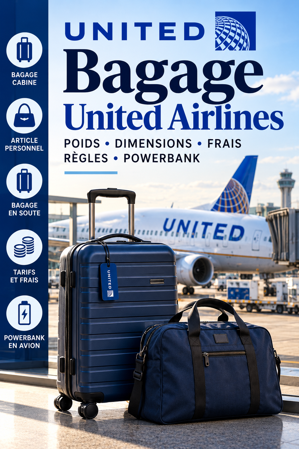 Bagage United Airlines : poids, dimensions, prix et règles 2026