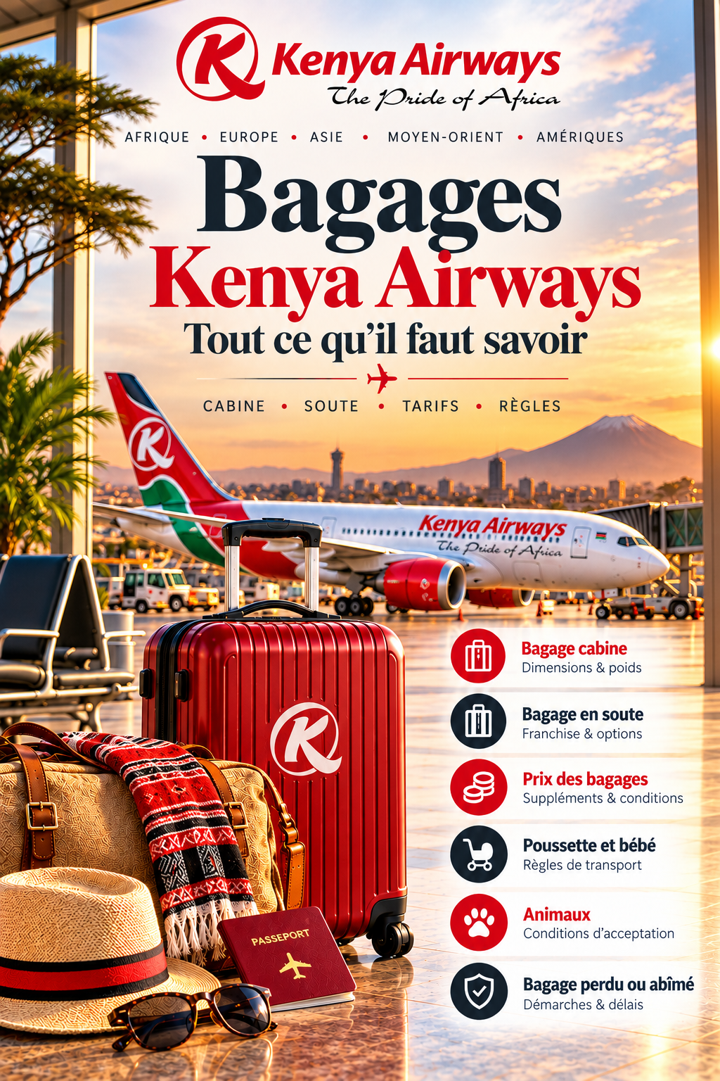 Bagages Kenya Airways 2026 : valise cabine, bagage en soute, tarifs et règles de transport